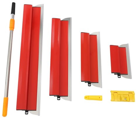 Spatola per superfici con manico di prolunga da 130 cm, 80 cm/60 cm/40 cm/25 cm, per grandi aree di lavoro, decorazione da parete e costruzione (rosso)