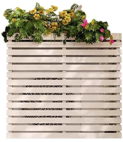 LYUCAYHQ Klimaanlage Abdeckung, Verkleidung Wärmepumpe, Multifunktionaler Pflanzkasten aus Holzlatten für Garten, Terrasse und Balkon.(White,105x45x95cm/41x18x37in)