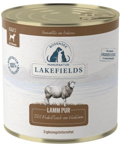 LAKEFIELDS MANUFAKTUR Ergänzungsfutter Lamm PUR für Hunde, Größe:18 x 800 g