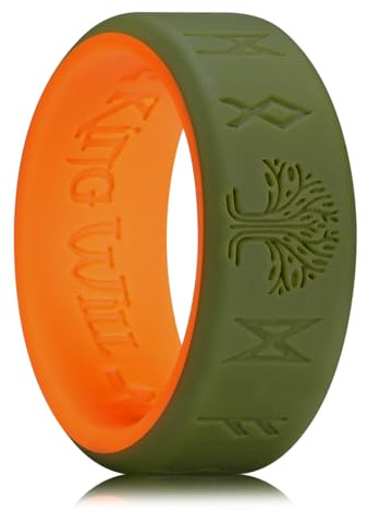 King Will Silicone Wedding Rings for Men and Women, Thin Heart Pattern Inner, Black/Blue/Mint Blue/Grey Rubber Engagement Ring, 8mm Wide 2.2mm Thick