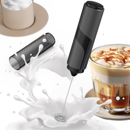 OrkeyDolk Montalatte elettrico con protezione igienica, mixer manuale alimentato a batteria per caffè, latte, cappuccino, matcha, frullati di proteine e montalatte a batteria