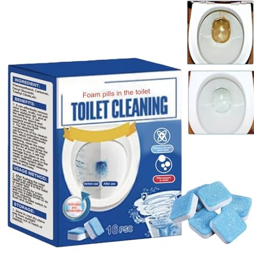 16pcs Wc Reiniger Extra Stark,Ausdauernd Toilettenreiniger,Frischen Badreiniger Urinsteinentferner Kalkentferner für Dusche,Putzmittel Automatic Powerful Foam Cleaner,Starker Schaum für Glanz