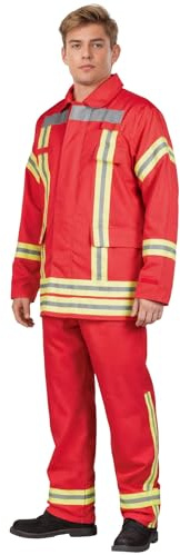 Maskworld Realistisches rotes Feuerwehrmann-Kostüm für Erwachsene mit Jacke & Hose - Größe: M - Verkleidung Karneval, Halloween & Motto-Party