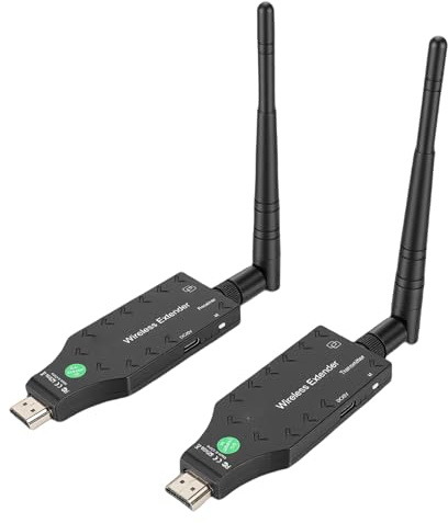 Denash Wireless HD Multimedia Transmitter and Receiver, Dual Band 5G 2.4G 1080P Output Extender Kit with Antenna, for PC Laptop Projector TV