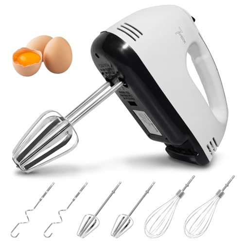 Batidora Eléctrica Manual de 7 Velocidades Ajustables – Diseño Ergonómico, Accesorios de Acero Inoxidable, Piezas Aptas para Lavavajillas, Compacta y Fácil de Usar, Ideal para Montar y Mezclar