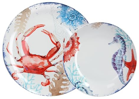 Tognana Aquarium, servizio piatti 12 pezzi (6 piatti piani + 6 piatti fondi), multicolor, porcellana