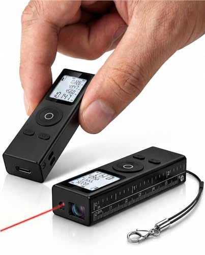 Cooper Ray, Mini Laser Measure, 68mm/28g Pocket Size Keychain Laser Measurement Tool, Great Gift, ±2mm Accuracy, 30m/100ft Digital Tape Measure, IN/FT/M Units, Metal Body, Backlit Screen, USB-C,