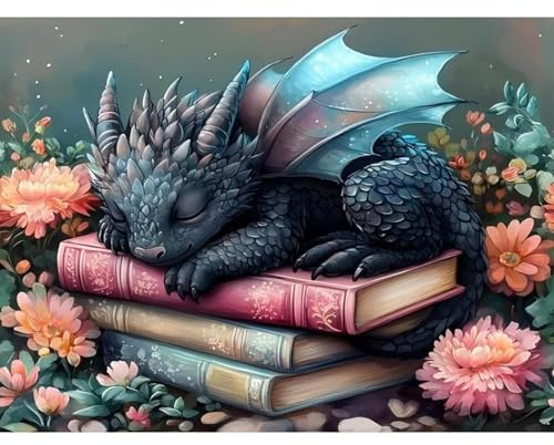 Drache Diamond Painting Set für Erwachsene - Tiere Diamond Painting Kits | 5D Tiere Diamant Malerei Set, Buch DIY Diamantmalerei Basteln Bilder Arts als Geschenk für Home Wand Décor 30x40 cm