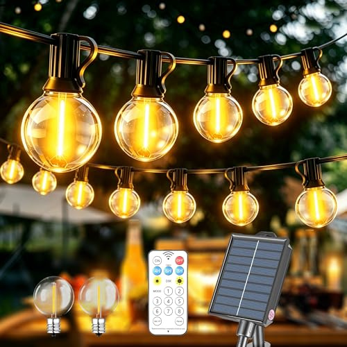 Kemoribe Solar Lichterkette LED Außen Outdoor Strom, 10M Aussen Beleuchtung Lichterkette Glühbirnen Außen Garten Beleuchtung Balkon Lichterketten Outdoor IP44 Wetterfest mit Fernbedienung