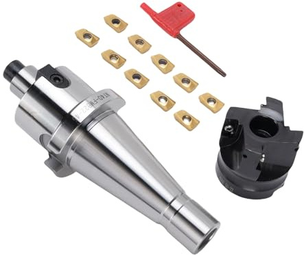 SIXRUN Hochleistungs-Planfräser-Halter-Set für Präzises Stufenfräsen mit 10 Hartmetallklingen, für CNC-Maschinen und Fräser