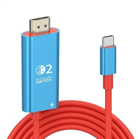 USB C to HDMI TV Cable compatible with Nintendo Switch & OLED – 4K Output, 100W PD Charging, Portable Travel Dock Replacement for Switch2 Switch OLED Steam Deck & USB-C Devices for Screen Mirroring