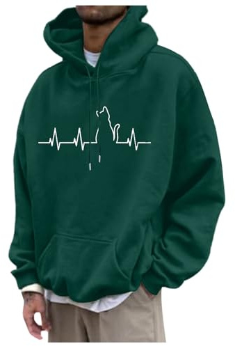 Sudadera casual de terciopelo genérico con capucha y estampado Hip-hop para hombre y mujer, Dark Verde, S