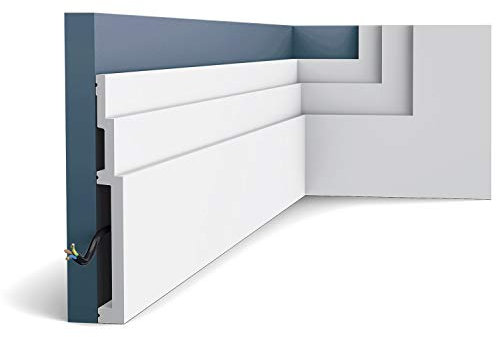 Orac Plinthe SX181 HIGH LINE 200 cm x 20 cm x 2,2 cm Polystyrène extrudé (HDPS) angulaire avec passage de câble prétraité