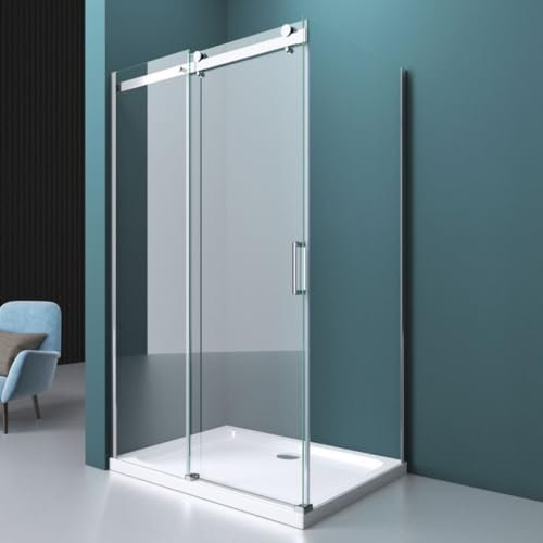 Durovin Bathrooms 1500 x 1000mm L Shape Rectangular Frameless Shower Enclosure - Sliding Door - 8mm Safety Clear Glass