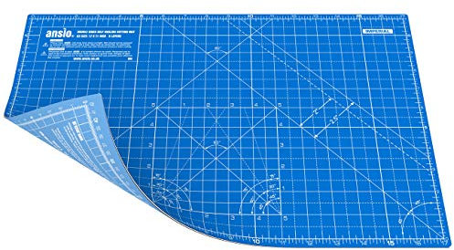 ANSIO Schneidematte selbstheilend A3 doppelseitig Ideal zum Basteln, Quilten, Nähen, Scrapbooking, Stoff- und Papierhandwerk- Zoll/Metrisch 17 Zoll x 11 Zoll / 42 cm x 27 cm - Echtes Blau/Himmelblau