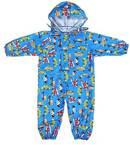 Gagacity Pioggia Completo Bambini Pioggia Cappotto impermeabile Impermeabile in un Unico Pezzo 75-135cm Blu/S