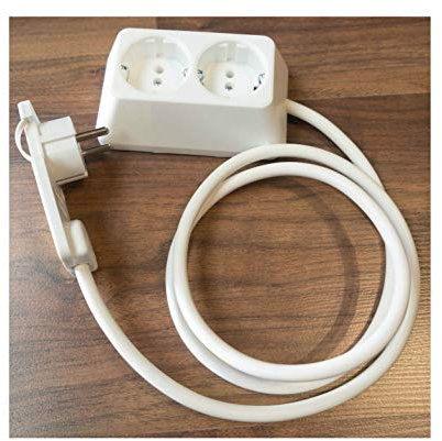 Lot de 2 multiprises avec fiche de 1 m - Multiprise pour meuble derrière prise plate