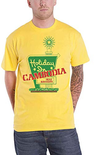 Dead Kennedys T Shirt Holiday in Cambodia Band Logo Nue offiziell Herren Gelb L