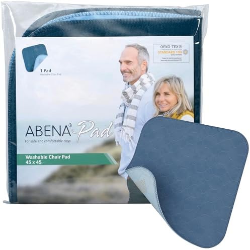 ABENA Inkontinenzunterlage Waschbar, Stuhlauflage bei Inkontinenz, 45x45 cm, wasserdichte Rückseite, weiche, saugfähige Unterlage, schoner für Rollstühle, Stühle, Sofas. Anti-Rutsch-Rückseite