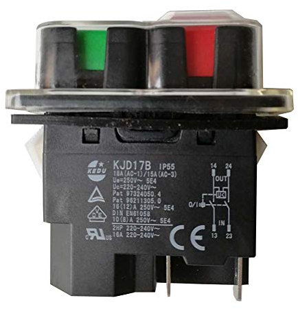 KEDU KJD17B Interruttore a pulsante Interruttori elettromagnetici impermeabili con protezione da interruzione di corrente e sottotensione AC 220-240 V 16 / 12A