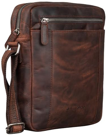 STILORD Fox Herrentasche Leder Vintage Messenger Bag Männer Handtasche klein für 10,1 bis 10,5 Zoll iPad Tablethülle Männer Handtasche Echtleder Farbe:Zamora - braun