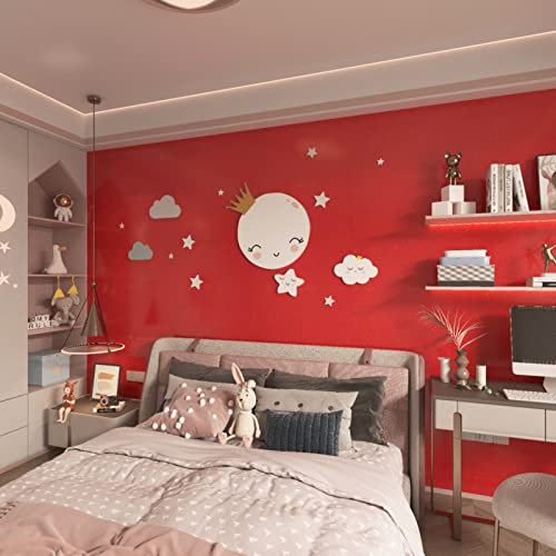 JSEVEM Glänzend Glitzer Rot Wasserdicht Kontaktpapier Selbstklebend Stick and Peel Tapeten Ölbeständig Möbelaufkleber für Schlafzimmer Küche Arbeitsplatte Schränke 40CM x 10M