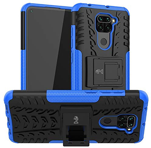 Max Power Digital Coque pour Xiaomi Redmi Note 9 Housse Antichoc avec Support Etui Rigide Dure Armure Bague Renforcée Double Couche Bumper Case Cover (Xiaomi Redmi Note 9, Bleu)