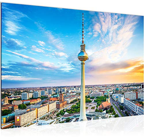 Runa Art Bild Berlin Fernsehturm Modern Wandbilder Wohnzimmer Büro 1 Teilig - Made In Germany - Städte Blau Bunt Flur 015915a