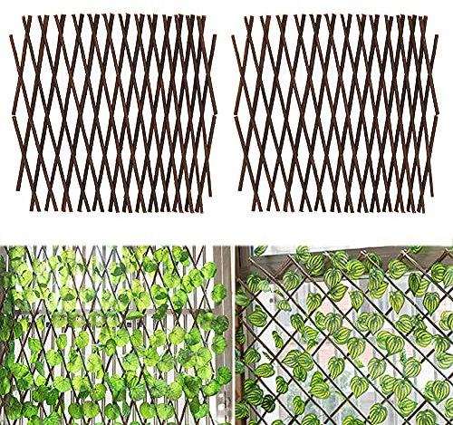 2PCS Natural Willow Trellis,Expandable Trellis,Garden Lattice,Plant Climbing Support,Outdoor Decorative Wood Trellis Fence Wall Panel, Garden Trellis for Vine Ivy Rose Cucumbers Clematis,78x12inch