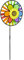Relaxdays XL Windrad mit 2 Rädern, Gartenwindrad mit Dekoblume, für Innen und Außen, HxBxT: 84 x 34,5 x 13 cm,bunt
