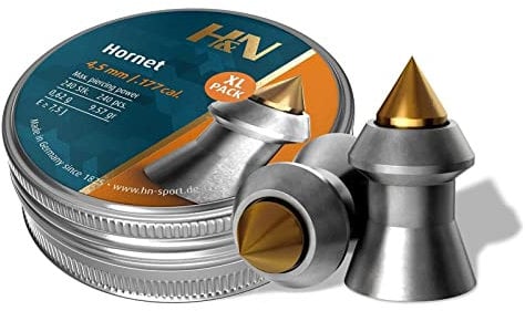 H&N Hornet XL Pack - Luftgewehrkugeln 4,5 mm – Diabolo 0,65 g mit Messingspitze – hohe Durchschlagskraft & Präzision – 240 Stück – für Luftgewehr & Luftpistole – Made in Germany