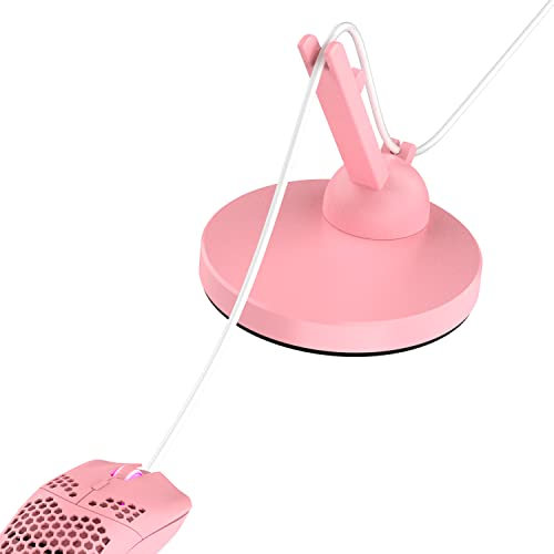PC gaming Mouse Stand, Cmoputer Mouse Bungee Stand, Silicone Stageek Gaming Mouse Cable Cord Management System, Flexible Gaming Mouse Cable Holder Fixer for Esports Gaming, 360 ° Rotate Bracket-Pink