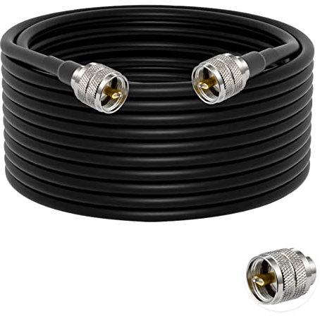 Vecys PL 259 Cable UHF Macho PL-259 a UHF Macho PL-259 Cable coaxial de baja pérdida Cable UHF Jumper PL-259 RG58 32.8FT/10M para Talkie Walkie CB Radio SWR Medidor Analizador de Antena