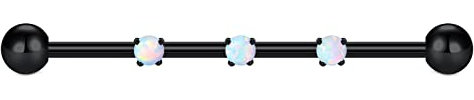 Crdifu Industrial Piercing Bars 38mm Schwarz Chirurgenstahl Opal Scaffold Ohr Piercing Schmuck