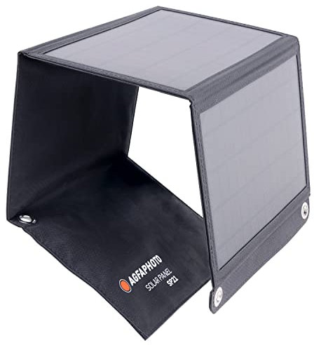 AgfaPhoto Solar Panel SP21 - Panel solar móvil 21 W, 5 V USB y 18 V DC 10 Output, CB