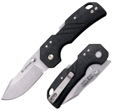 Cold Steel Engage Rasiermesser, rasiermesserscharf, 4116SS Klinge, 8,9 cm, GFN-Griff, für den täglichen Gebrauch, taktisches beidhändiges Klappmesser mit Atlas-Schloss, 6,3 cm