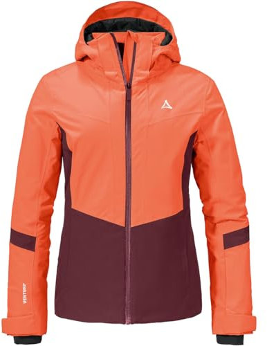 Schöffel Damen Ski Jacket Kanzelwand L, komfortable Skijacke mit 4-Wege-Stretch, wasserdichte und atmungsaktive Outdoorjacke mit Skiticket-Tasche, coral orange, 34