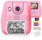 Appareil photo à impression instantanée pour enfants de 3 à 12 ans, filles et garçons, appareil photo numérique HD 1080p, appareil photo imprimé 12 MP avec caméra rotative à 180°, zoom numérique 16x,
