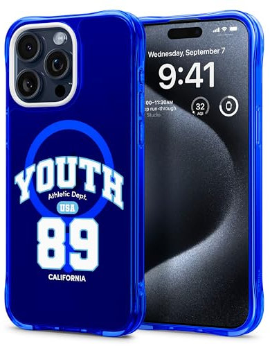 CYRILL von Spigen Ultra Sheer Mag Print to Made Magnetisch Hülle Kompatibel mit iPhone 15 Pro Max (2023) - [Youth - Denim]