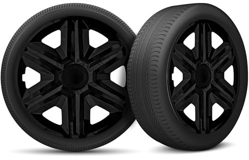 Radkappen 15 Zoll Radzierblenden 4er Set passend für alle Stahlfelgen - Einstellbarer Sicherungsring - Schwarz