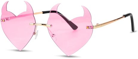 WLLHYF Sommer Herz Hippie Sonnenbrille Randlos Candy Transparente Sonnenbrille Retro Hippie Bunte Brille für Kostümzubehör für Cosplay 70er Party Halloween-Dekoration (Rosa Stil 2)