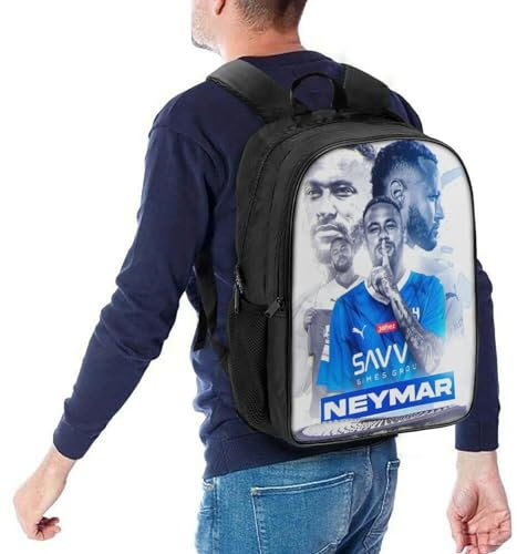 LOPUCK Schulrucksack Für Kinder 3D-gedruckter Neymar Al Hilal Rucksack Fußballspieler Rucksack Sportrucksäcke Für Jungen Und Mädchen Modischer Rucksack 16 zoll