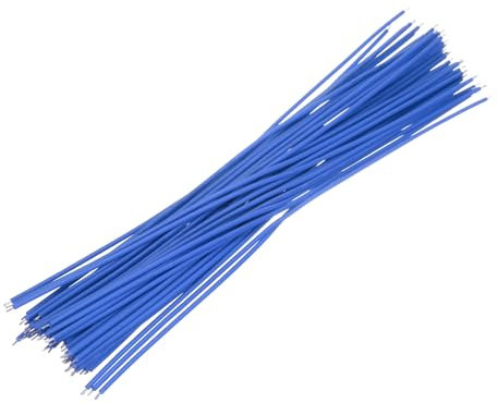 sourcing map 50PCS 20AWG Breadboard Jumper Cable Wires Tinned 1 Pin 20CM Electrical Jumper Wire Soldering Terminal Flying Wire Flexible for DIY Projects, Demonstration Teaching Blue