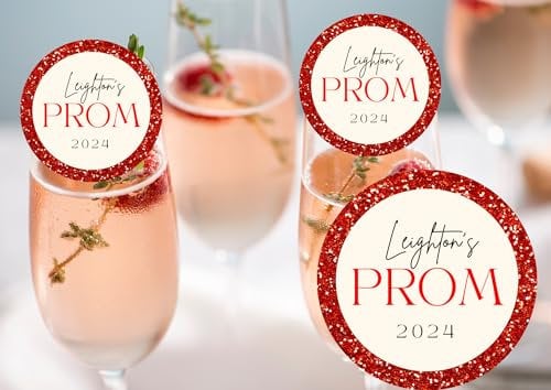 20 x 4.5cm edible PROM champagne prosecco flute drink toppers uncut personalised -2