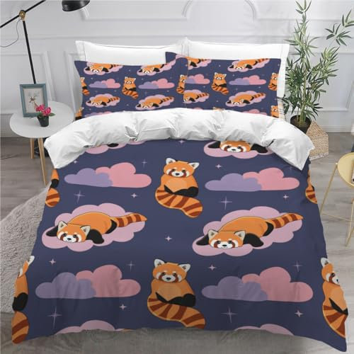 ViriVi Bettwäsche 220x240 3 teilig Karikatur Bettwäsche 3D Bettbezug Set Tier Mikrofaser Bettwäsche-Set-1 x Bettbezug 220x240cm mit verdecktem Reißverschluss + 2 x Kissenbezug 80x80cm