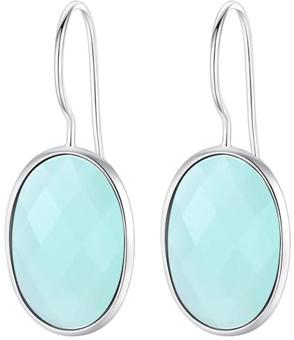Klassische Wasser Tropfen Himmel Blau Achat Ohrringe Solide MetJakt 925 Sterling Silber Ohrring für Dame Hochzeitsparty Edlen Schmuck (Grüner Saphir)