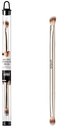 KISS NEW YORK Professional Dual Ended Eyeshadow Brush, Angled & Large Brush for Precise Shaping, Smudging Eyeshadow Application, Blending & Set Target Area