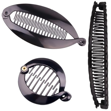 3 Pcs pinces à cheveux en forme de banane française, peignes à cheveux et pinces à banane rondes,Queue de Poisson Clip,pinces à queue de cheval, accessoires de coiffure pour femmes et filles