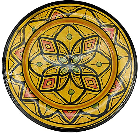 Generico Assiette en terre cuite peinte à la main de Safi, Maroc : Art et Fonctionnalité pour la Table 2204211024