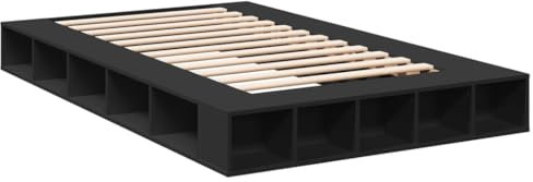 vidaXL Bettgestell, Bett mit Stauraum für Schlafzimmer, Bettrahmen mit Lattenrost, Schlafzimmerbett Doppelbett, Schwarz 120x200cm Holzwerkstoff